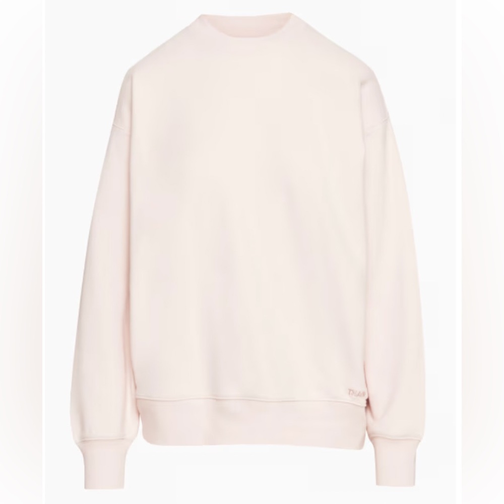 Aritzia TNA Terry Fleece Set! Boyfriend Crew Sweatshirt & Sweatpants, Shy Pink